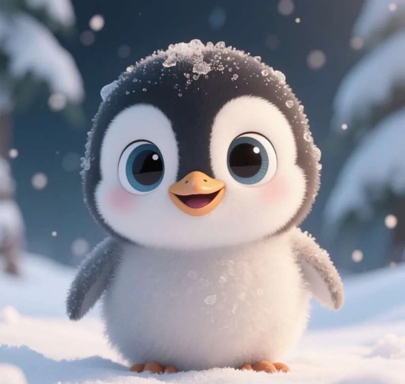 Hình avatar chim cánh cụt cute phong cách hoạt hình đơn giản