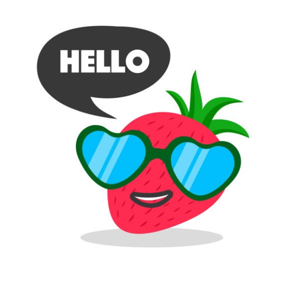 strawberry face cartoon with emotion