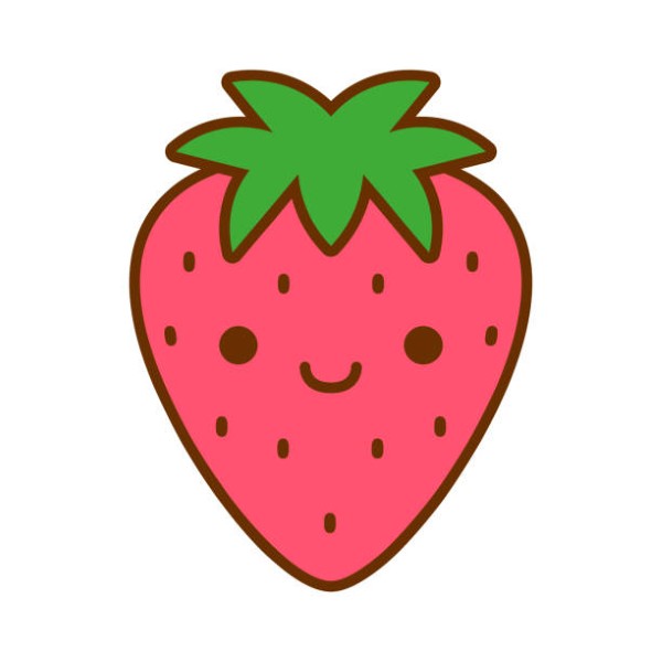 Vector Cartoon Cute Strawberry Icon Isolated On White Background