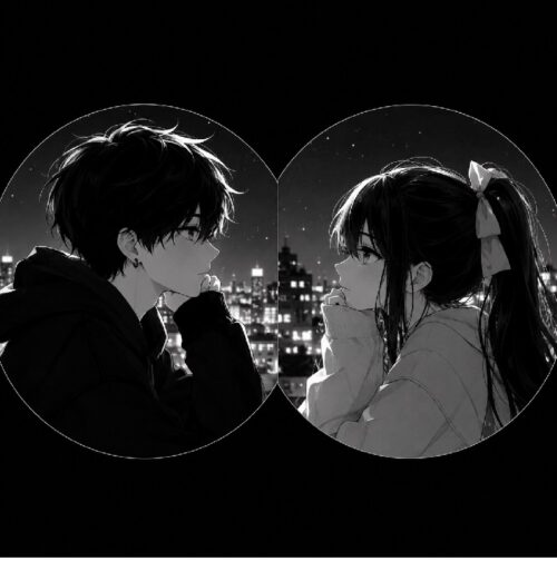 Avatar đôi anime đen trắng cổ điển, tối giản mà cuốn hút
