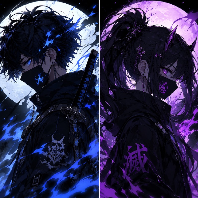 Avatar đôi anime ngầu cá tính, đậm chất phong cách Nhật