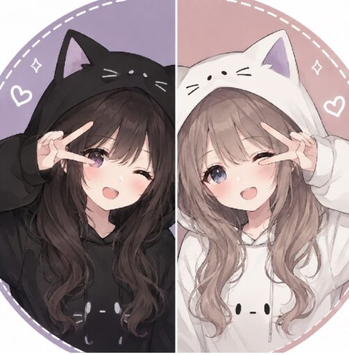 Avatar đôi bạn thân nữ anime ngọt ngào, phong cách Nhật