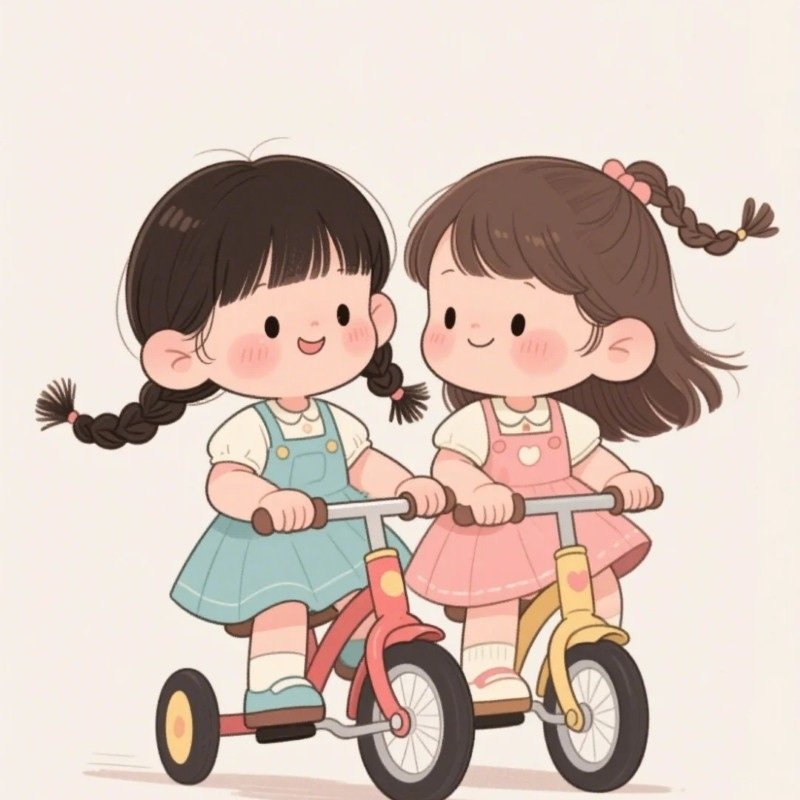 Avatar đôi bạn thân nữ vô tri cute phong cách minimal