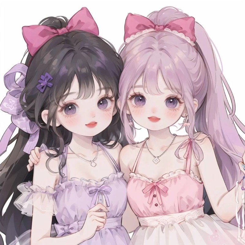 Avatar đôi bạn thân nữ vô tri cute phong cách học sinh sinh viên
