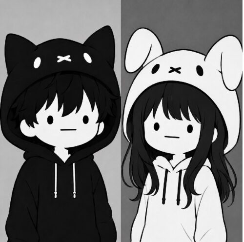Avatar đôi vô tri đen trắng lầy lội, cực chill