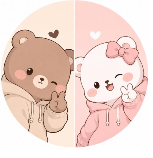 Avatar gấu cute đôi đáng yêu, hợp cho cặp bạn thân