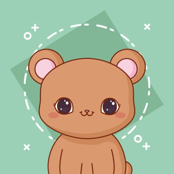 Kawaii bear icon over green background, colorful design. vector illustration