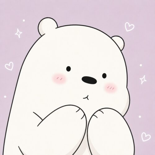 Avatar gấu trắng cute, ngọt ngào, tinh nghịch, ấm áp