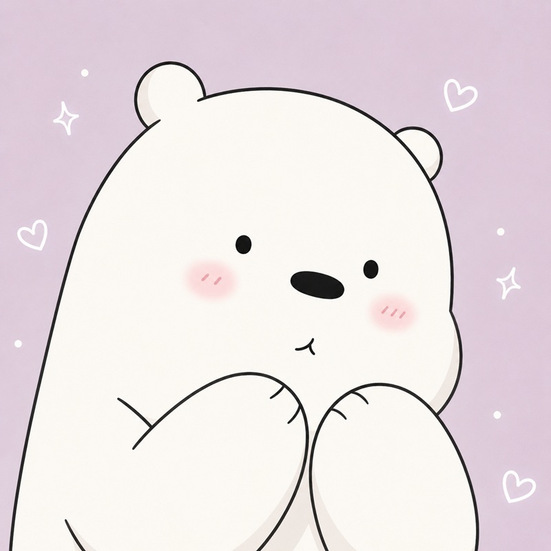 Avatar gấu trắng cute, ngọt ngào, tinh nghịch, ấm áp