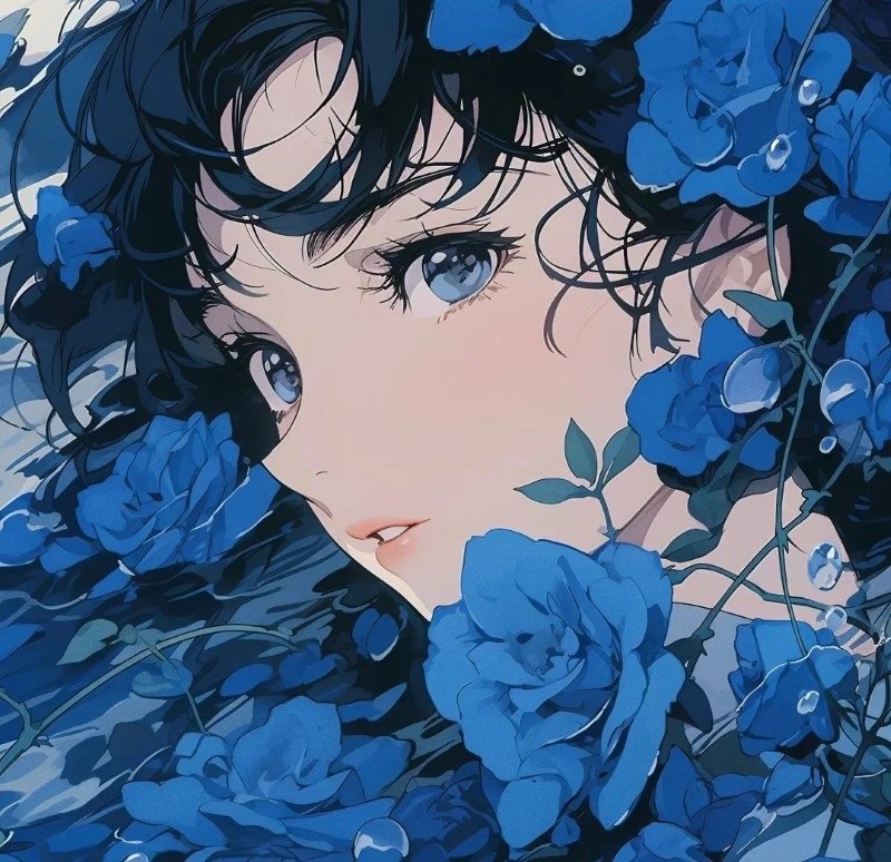 avatar màu xanh dương anime 27