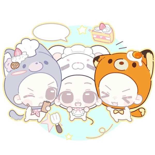 Avatar nhóm 3 người cute phong cách anime