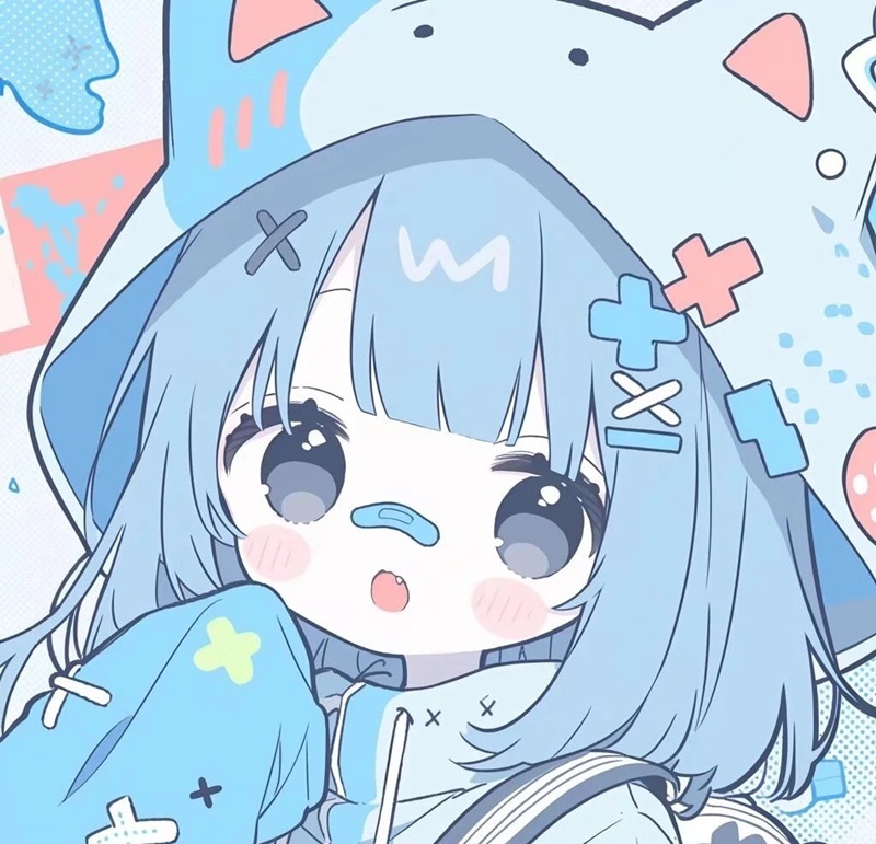 avt avatar màu xanh dương cute 1