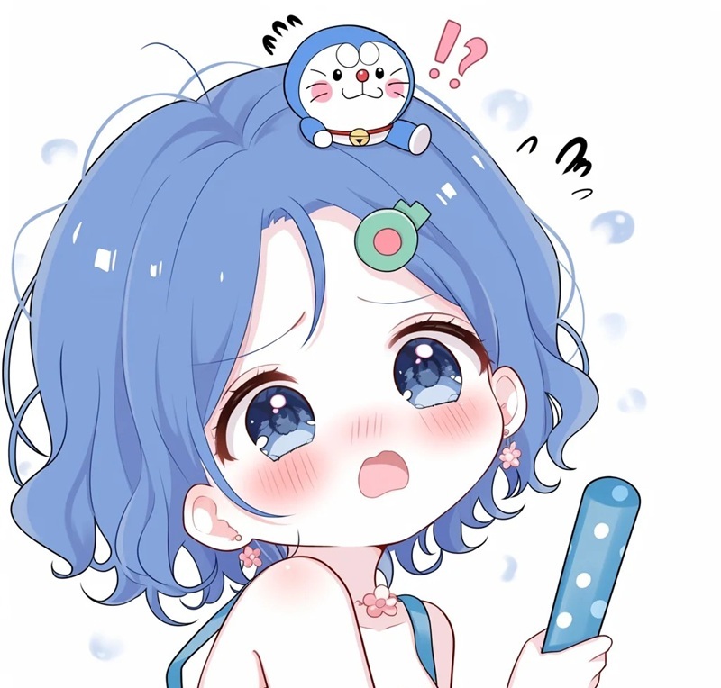 avt avatar màu xanh dương cute 3