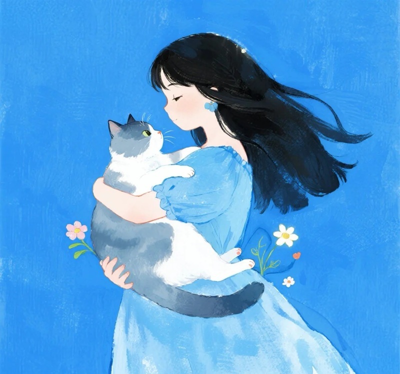 avt avatar màu xanh dương cute 4