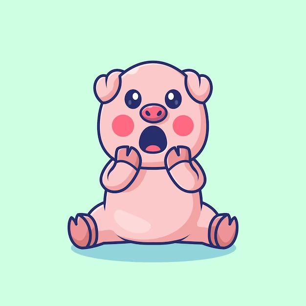 Cute pig surprised cartoon vector icon illustration animal nature icon concept isolated premium | Premium Vector