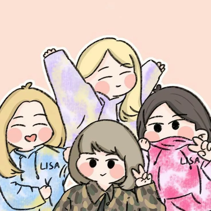 Những cô nàng chibi mặc áo khoác mùa đông và khăn choàng cổ ấm áp đứng bên nhau trông rất dễ thương khi thể hiện tình bạn gắn bó qua năm tháng.