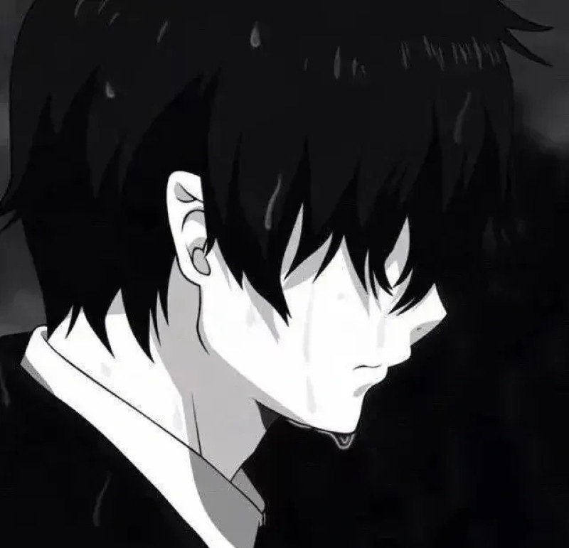 sad boy avatar anime đen trắng 12