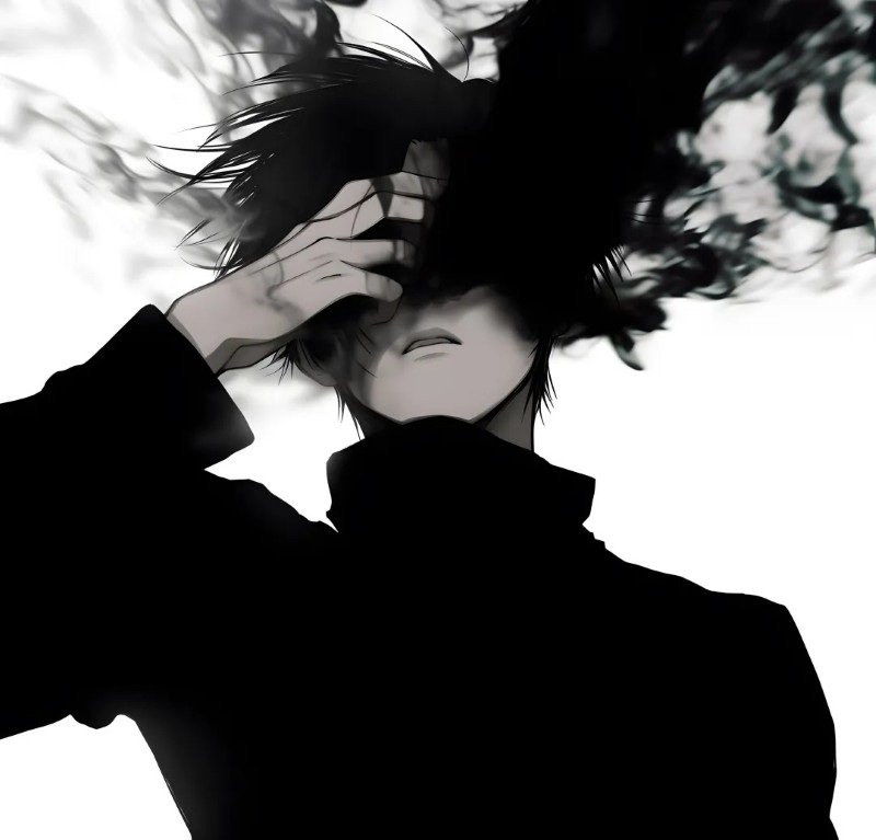 sad boy avatar anime đen trắng 17