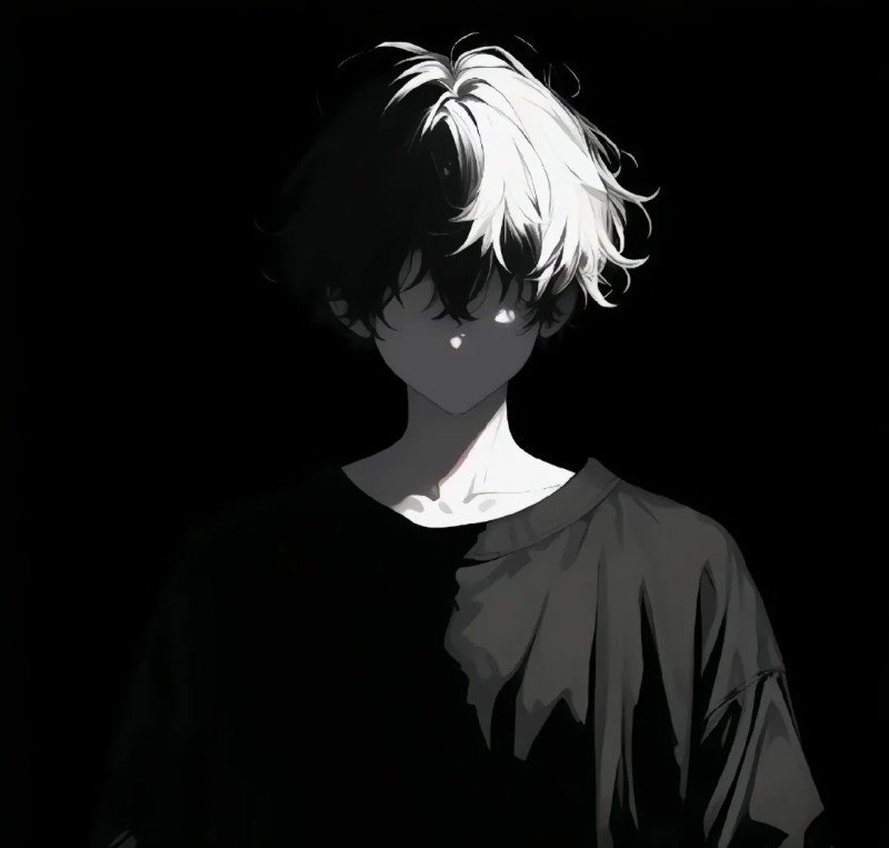 sad boy avatar anime đen trắng 3