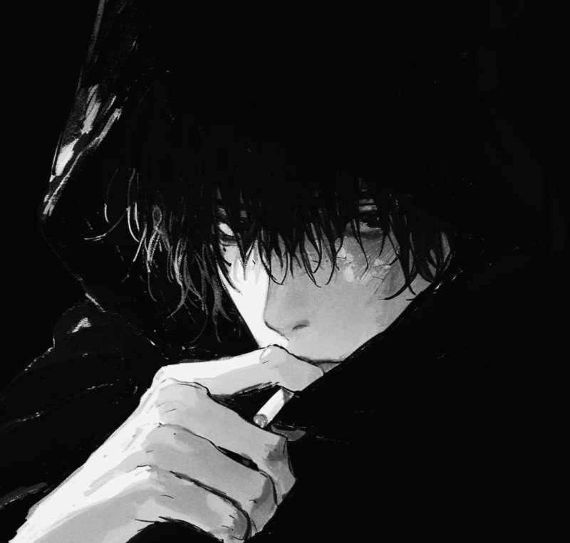 sad boy avatar anime đen trắng 37